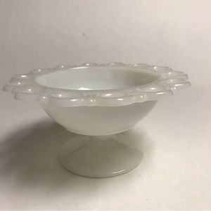 VINTAGE Lace Edge White Milk Glass Dish